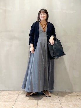 「アイテム（ノーカラージャケット）」を使った、サトみ。さん（レディース・151cm）の秋コーディネート