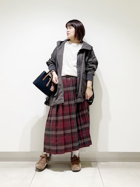 「アイテム（マウンテンパーカー）」を使った、サトみ。さん（レディース・151cm）の秋コーディネート