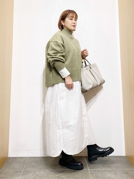 「RODE SKO（ロデスコ）のMIINA ダブルポケットトート（トートバッグ）」を使った、サトみ。さん（レディース・151cm）の秋コーディネート