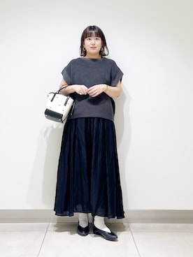 「URBAN RESEARCH DOORS（アーバンリサーチドアーズ）のリネンライクニットプルオーバー（ニット/セーター）」を使った、サトみ。さん（レディース・151cm）の秋コーディネート