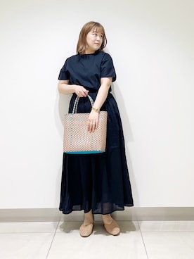「スリッパ」｜「アイテム（ワンピース/ドレス）」を使った、サトみ。さん（レディース・151cm）の夏コーディネート