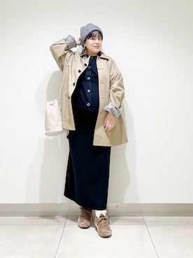 「アイテム（ステンカラーコート）」を使った、サトみ。さん（レディース・151cm）の秋コーディネート