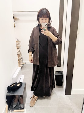 「アイテム（カバーオール）」を使った、サトみ。さん（レディース・151cm）の秋コーディネート