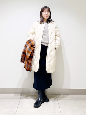 「ケーブルニット」｜「アイテム（ダウンジャケット/コート）」を使った、サトみ。さん（レディース・151cm）の秋コーディネート