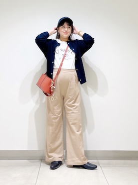 「アイテム（キャップ）」を使った、サトみ。さん（レディース・151cm）の秋コーディネート