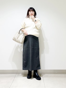 「FORK&SPOON（フォークアンドスプーン）のFORK&SPOON　ラナテックイージースカート（スカート）」を使った、サトみ。さん（レディース・151cm）の秋コーディネート