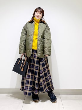 「barbour」｜「アイテム（ダウンジャケット/コート）」を使った、サトみ。さん（レディース・151cm）の秋コーディネート
