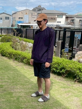 「アイテム（シューズ、グリーン系）」を使った、九浮さん（メンズ・172cm）の秋コーディネート