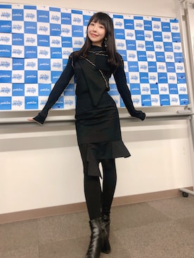 「タイトシルエット」｜「アイテム（ブーツ）」を使った、相沢梨紗さん（レディース・159cm）の春コーディネート