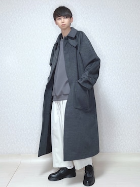 「epnok（エプノック）のアイテム（ステンカラーコート）」を使った、KEITAさん（メンズ・170cm）の冬コーディネート