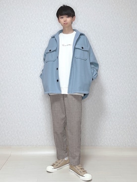 「チェック柄に恋してる」｜「アイテム（ブルゾン）」を使った、KEITAさん（メンズ・170cm）の冬コーディネート