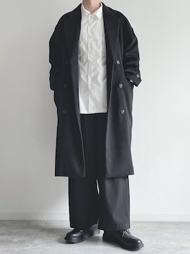 「CASPER JOHN（キャスパージョン）のアイテム（チェスターコート）」を使った、KEITAさん（メンズ・170cm）の冬コーディネート