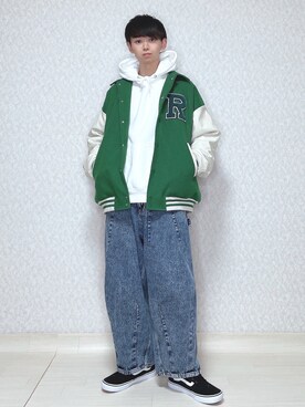 「RAGEBLUE（レイジブルー）のアイテム（スタジャン）」を使った、KEITAさん（メンズ・170cm）の冬コーディネート