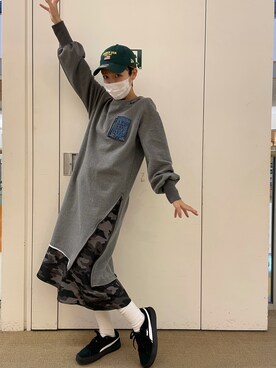 「裏起毛ワンピース」｜増田彩華さん（レディース・164cm）の秋コーディネート