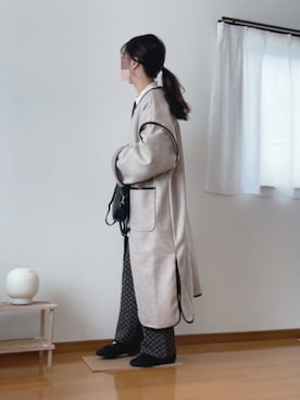 「GRL（グレイル）のアイテム（ノーカラーコート）」を使った、むじさん（レディース・159cm）の冬コーディネート