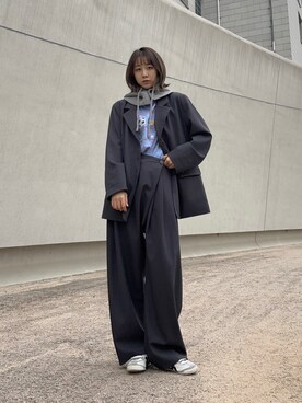 「マイベストコーデ2022」｜「アイテム（スラックス）」を使った、혜빈（ヘビン）さん（レディース・165cm）の冬コーディネート