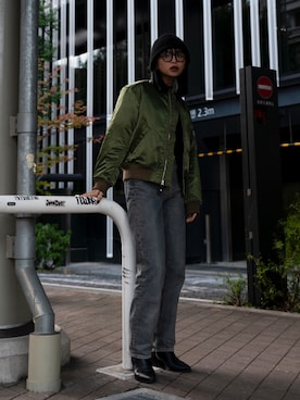 「schott（ショット）のアイテム（MA-1）」を使った、𝐍𝐚𝐨さん（レディース・164cm）の秋コーディネート