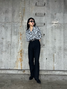 「schott（ショット）のSchott/ショット/HAWAIIAN SHIRT "ROSE"/ハワイアンシャツ ローズ（シャツ/ブラウス、ホワイト系）」を使った、𝐍𝐚𝐨さん（レディース・164cm）の春コーディネート