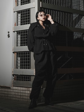 「schott（ショット）の【Women's】SchottxRUMBLE RED/ショット×ランブルレッド/CHIFFON SNOW PARKA/シフォン スノーパーカー（シャツ/ブラウス、ブラック系）」を使った、𝐍𝐚𝐨さん（レディース・164cm）の春コーディネート