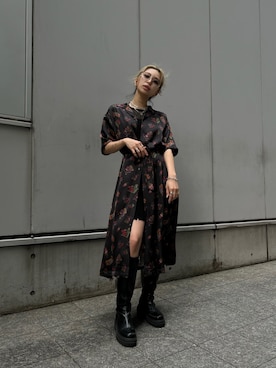 「SCHOTT」｜「アイテム（ワンピース/ドレス）」を使った、𝐍𝐚𝐨さん（レディース・164cm）の春コーディネート