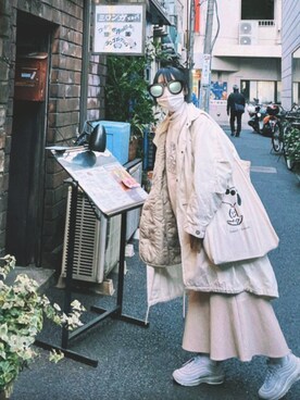 「GU（ジーユー）のアイテム（モッズコート）」を使った、aoi さん（レディース・155cm）の冬コーディネート