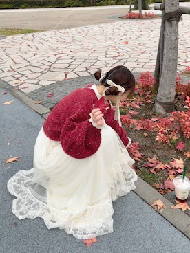 「アイテム（ヘアアクセサリー）」を使った、○△□  yuさん（レディース・150cm）の秋コーディネート