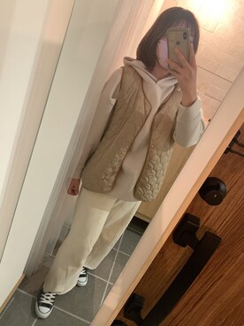 「アイテム（ベスト、ブラウン系）」を使った、nkgwtmkさん（レディース・158cm）の冬コーディネート