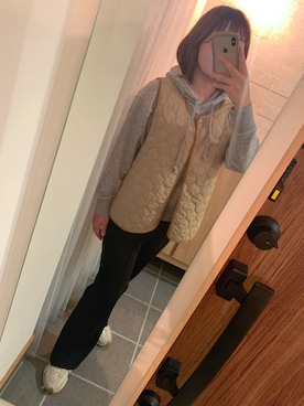 「アイテム（ベスト、ブラウン系）」を使った、nkgwtmkさん（レディース・158cm）の冬コーディネート