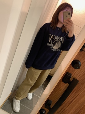 「adidas（アディダス）のadidas アディダス STAN SMITH スタンスミス M20325 R.WHITE/R.WHITE/NEW.NAVY(ホワイト×ネイビー）（スニーカー）」を使った、nkgwtmkさん（レディース・158cm）の春コーディネート