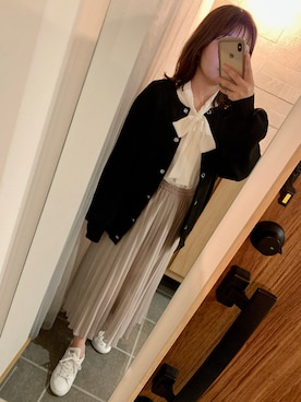 「adidas（アディダス）のadidas アディダス STAN SMITH スタンスミス M20325 R.WHITE/R.WHITE/NEW.NAVY(ホワイト×ネイビー）（スニーカー）」を使った、nkgwtmkさん（レディース・158cm）の春コーディネート