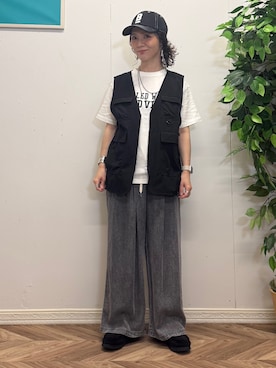 「BACK NUMBER（バックナンバー）のアイテム（帽子）」を使った、いのうえまいさん（レディース・158cm）の夏コーディネート