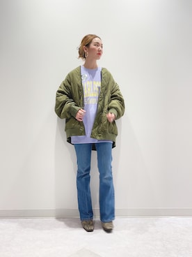 「HONEYSUCKLE ROSE（ハニーサックルローズ）のアイテム（MA-1）」を使った、y...maiさん（レディース・157cm）の冬コーディネート