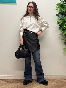 「SOMETHING（サムシング）のアイテム（パンツ）」を使った、いのうえまいさん（レディース・158cm）の秋コーディネート