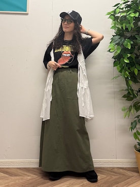 「BACK NUMBER（バックナンバー）のアイテム（帽子）」を使った、いのうえまいさん（レディース・158cm）の夏コーディネート