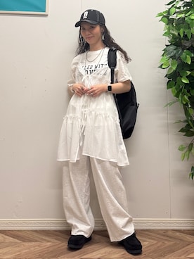 「BACK NUMBER（バックナンバー）のアイテム（帽子）」を使った、いのうえまいさん（レディース・158cm）の夏コーディネート