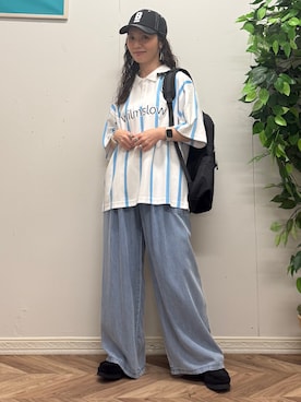 「BACK NUMBER（バックナンバー）のアイテム（帽子）」を使った、いのうえまいさん（レディース・158cm）の夏コーディネート