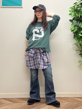 「Right-on（ライトオン）のアイテム（帽子）」を使った、いのうえまいさん（レディース・158cm）の秋コーディネート