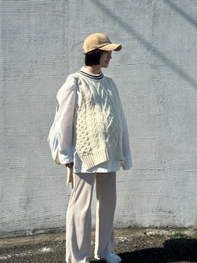 「アイテム（帽子）」を使った、t  i c aさん（レディース・153cm）の秋コーディネート