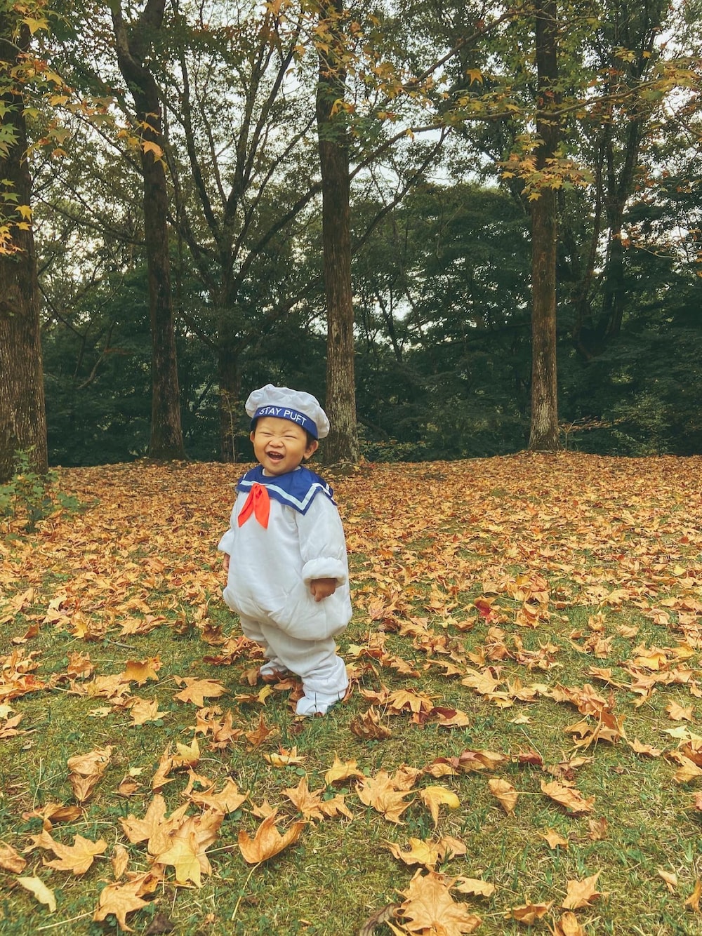 「男の子、ハロウィンコーデ、ハロウィン 仮装、ハロウィンコスプレ、ハロウィンキッズ」｜「NIKEのアイテム（スニーカー、ホワイト系）」を使った、chamiさん（キッズ・80cm）の秋コーディネートの1枚目の写真