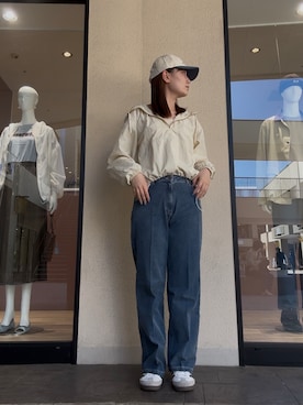 「SMELLY（スメリー）のアイテム（帽子）」を使った、まなかさん（レディース・164cm）の春コーディネート