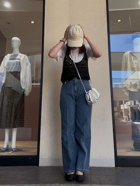 「SMELLY（スメリー）のアイテム（帽子）」を使った、まなかさん（レディース・164cm）の春コーディネート