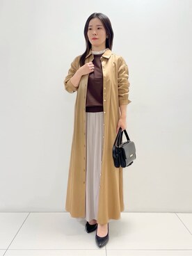 「UNTITLED（アンタイトル）の【前開きボタン/ベルト付/羽織シャツ/】2WAYトレンチ風ワンピース（ワンピース、イエロー系）」を使った、ukiさん（レディース）の秋コーディネート