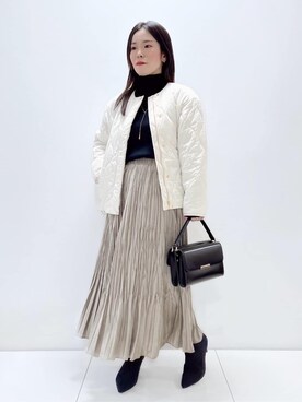 「UNTITLED（アンタイトル）の【軽量／洗える／ファスナー付き】中綿 キルトコート（その他アウター、ホワイト系）」を使った、ukiさん（レディース）の秋コーディネート