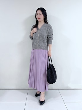 「アイテム（スカート、パープル系）」を使った、ukiさん（レディース・150cm）の秋コーディネート