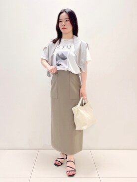 「UNTITLED（アンタイトル）の【アンサンブル可/シアー】リネンエステルカーディガン（カーディガン/ボレロ、ベージュ系）」を使った、ukiさん（レディース）の春コーディネート