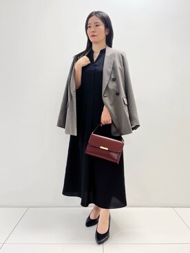 「UNTITLED（アンタイトル）の【セットアップ可】ウールライク ダブルブレストジャケット（テーラードジャケット、グレー系）」を使った、ukiさん（レディース）の秋コーディネート