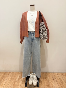 「SHOO・LA・RUE（シューラルー）の【S-LL/ひんやり/UV】選べる6柄でそれぞれ欲しくなる プリントTシャツ（Tシャツ/カットソー、ホワイト系）」を使った、まるよOTさん（レディース・164cm）の夏コーディネート