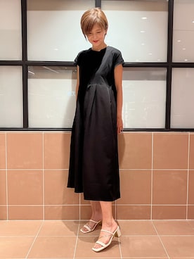 「ESPERANZA（エスペランサ）のゴールドラインミュールサンダル（サンダル、ホワイト系）」を使った、Ｋさん（レディース・163cm）の夏コーディネート