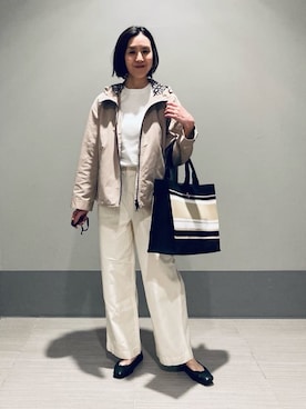 「DRESSTERIOR（ドレステリア）の20／－フライスベーシックプルオーバー（Tシャツ/カットソー、ホワイト系）」を使った、Furuさん（レディース・164cm）の冬コーディネート