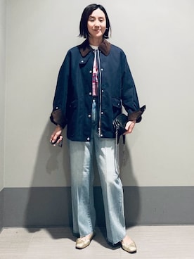「DRESSTERIOR（ドレステリア）の【ウォッシャブル】スプリング ハンティングジャケット（ブルゾン、ブルー系）」を使った、Furuさん（レディース・164cm）の春コーディネート